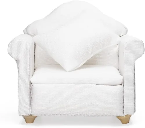 Miniatura 11 de Odoria 1/12 Silla en miniatura Sillón Accesorios para muebles de casa de muñecas, color blanco