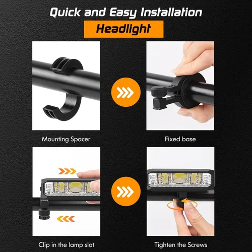 Miniatura 6 de Bright LED Bike Light for Night Riding,2025 Upgraded Rechargeable Bicycle Lights Set 5 Modes IPX6 Waterproof MTB Off-Road Cycling Commuting