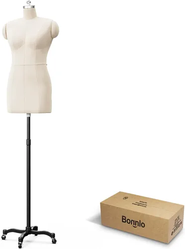 Miniatura 8 de Bonnlo Maniquí de costura femenino, talla 18, forma de vestido para exhibición y diseño de sastre, torso ajustable en altura con base de metal