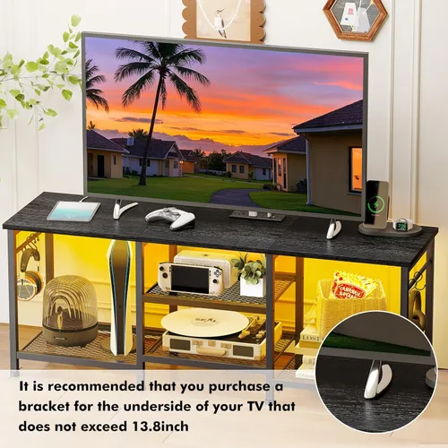 Miniatura 6 de YGEOMER Soporte de TV para sala de estar, centro de entretenimiento para televisores de 55 pulgadas, consola multimedia, mesa de televisión