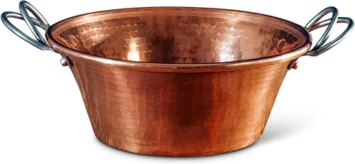 Sertodo Copper Sartén para mermelada | 8 pulgadas de diámetro x 3.25 pulgadas de profundidad | 1 cuarto de galón | 100% cobre puro, calibre pesado,