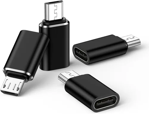 Adaptador micro USB a USB C, paquete de 4 conectores tipo C hembra a micro USB macho, compatible con carga y sincronización de datos para Samsung