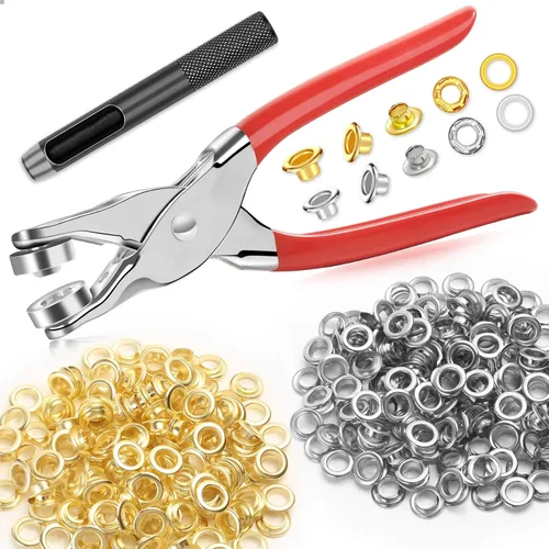 Miniatura 8 de Kit de herramientas de ojales de 1203 piezas con alicates de ojales, PAXCOO kit de ojales de tela de 1/4 pulgada 6 mm (tamaño de agujero interior)