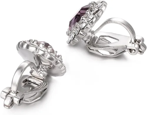 Miniatura 12 de Yoursfs Austria - Aretes de clip de cristal para mujer, chapados en oro de 18 quilates, joyería de moda con halo de circonita cúbica, aretes sin