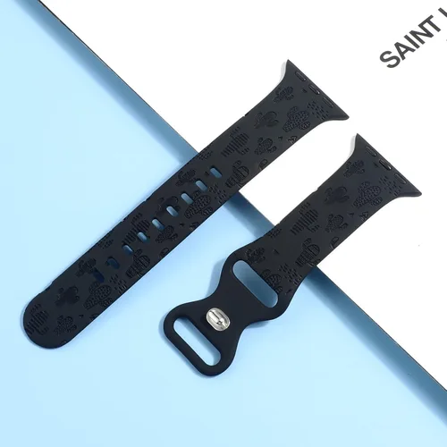 Miniatura 3 de Correa de silicona grabada compatible con Apple Watch de 1.496 pulgadas, 1.575 pulgadas, 1.614 pulgadas, bonita correa deportiva impresa con láser