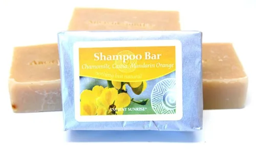 Ancient Sunrise Barra de champú - Manomila, Cassia y Manadrin Orange - Acondiciona y añade brillo al cabello opaco -alivia el cuero cabelludo seco