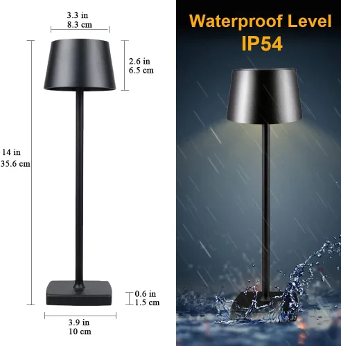 Miniatura 3 de Paquete de 2 lámparas de mesa LED inalámbricas recargables, lámpara de escritorio alimentada por batería de 5200 mAh, luz de metal portátil USB