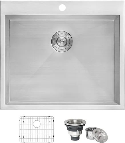 Ruvati Fregadero de lavandería de montaje superior de 22 x 22 x 12 pulgadas, fregadero de utilidad profundo, fregadero utilitario de acero