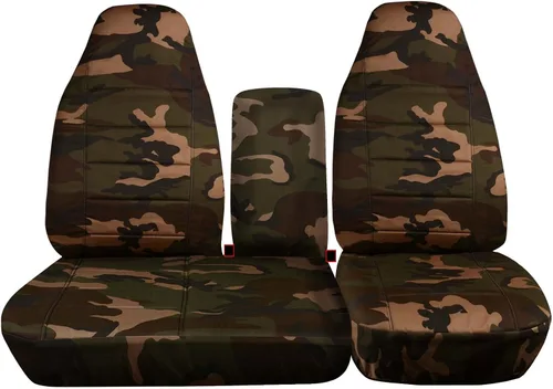 Miniatura 11 de Cubiertas para asiento de camioneta con diseño de camuflaje para 2001-2003 Ford F-150 (Asiento dividido 40/60 frontal) con consola, descansacabezas