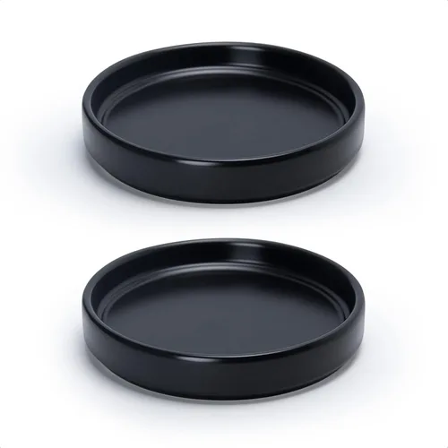 Miniatura 30 de D'vine Dev Maceta Redonda Moderna de Cerámica de 3.7 Pulgadas con Platillo, Bandeja de Drenaje para Macetas de Interior, Negro Mate, 97-T-B-1
