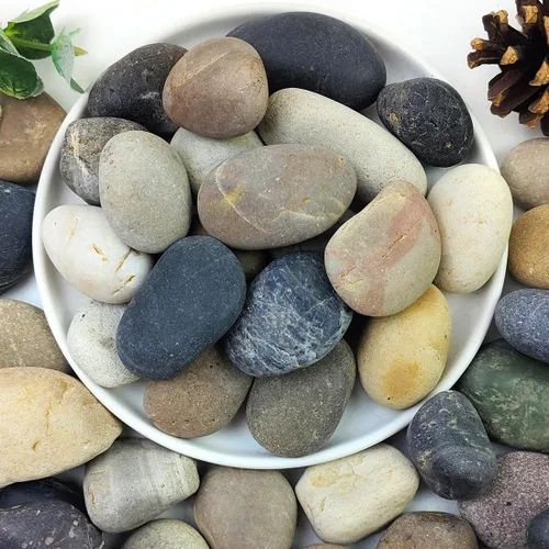 Miniatura 12 de YISZM Rocas de acuario de 5 libras, guijarros mezclados naturales de 5/8 pulgadas para plantas, rocas de río pulidas decorativas para peceras