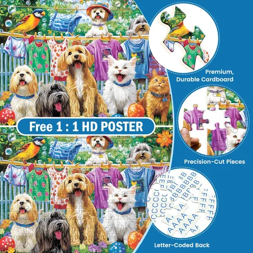 Miniatura 4 de Rompecabezas de 300 piezas para adultos, lindo rompecabezas de perro para adultos, niños y ancianos, rompecabezas de animales divertidos de piezas