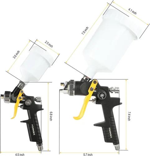 Miniatura 2 de FORNAX HVLP - Pistola de pintura por gravedad, kit de 2 unidades, boquilla de 0.06 pulgadas, boquilla de 0.031 in, pintura de alimentación por