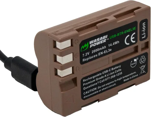 Miniatura 5 de Wasabi Power Batería USB (Serie Ginger) para Nikon EN-EL3e y Nikon D50, D70, D70s, D80, D90, D100, D200, D300, D300S, D700