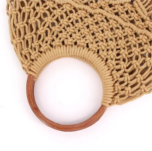 Miniatura 4 de Naimo Bolso de hombro de playa de paja para mujer, bolso de mano grande, tejido a mano, bolso estilo hobo casual de verano