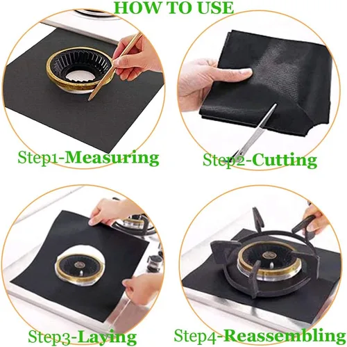 Miniatura 5 de BOMJJOR - Juego de 8 fundas de revestimiento para horno y quemadores de estufa, protectores de gas reutilizables de 10.6 x 10.6 pulgadas, cubierta