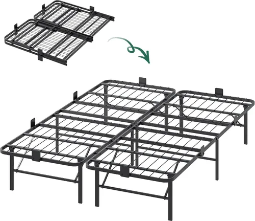Miniatura 10 de WLIVE Marco de cama de plataforma de metal, marco de cama de tamaño matrimonial con cabecero, marcos de cama con luces LED y estación de carga, base