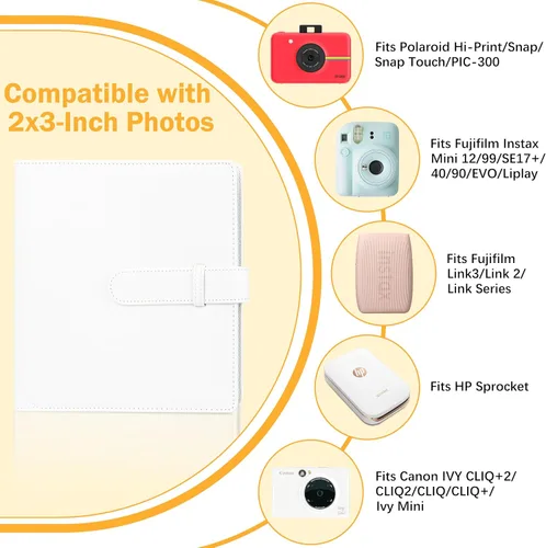 Miniatura 3 de Veicevol - Álbum de fotos con 256 bolsillos para cámara Fujifilm Instax Mini, color blanco For 2x3 in Polaroid Camera, Photo Album for Fujifilm
