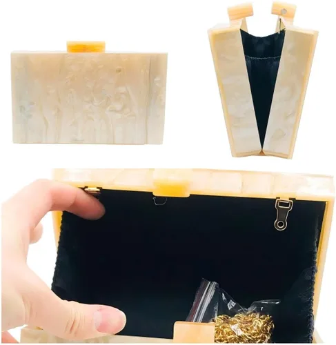 Miniatura 5 de Boutique De FGG Bolsos de mano de acrílico para mujer, bolsos de noche con cadena, bolso de hombro para fiesta, baile de graduación, bolsos de mano