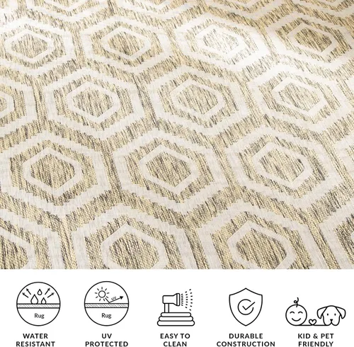 Miniatura 6 de SAFAVIEH Alfombra lavable al aire libre Courtyard Collection - 5'3" x 7'7", marrón y hueso, no desprende pelusa y fácil limpieza, ideal para patio
