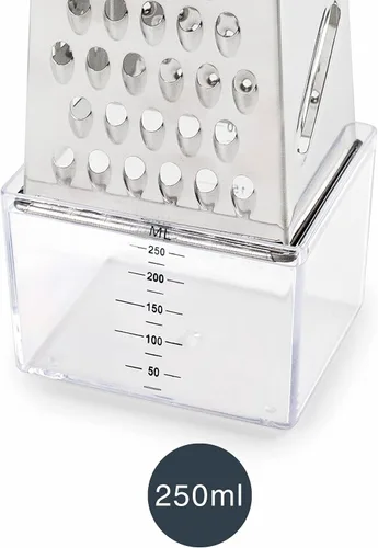 Miniatura 6 de Lacor - 61363 – Rallador de cocina con recipiente de acero inoxidable, incluye recipiente para alimentos de 8.5 fl oz, 4 lados de corte: fino