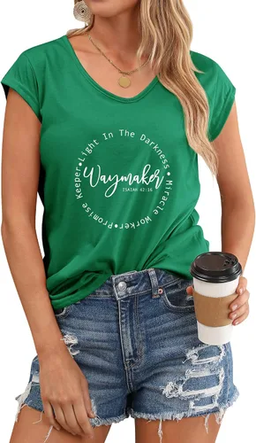 Miniatura 4 de FEMLE Christian Waymaker Sudadera Light in Darkess de manga larga con cuello redondo Miracle Worker Tops para mujer