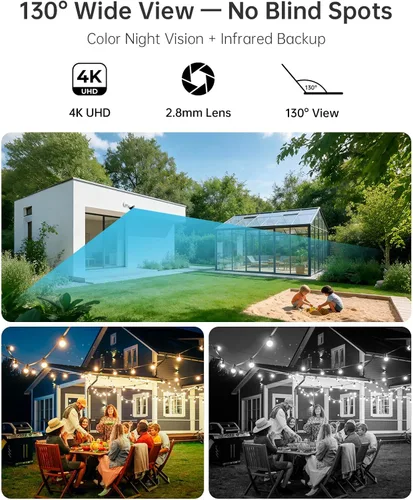Miniatura 4 de Sistema de cámara de seguridad PoE 4K con NVR, 4 cámaras exteriores con cable de 8 MP, grabación local 24/7, sin tarifas mensuales, detección