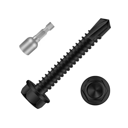 Miniatura 14 de Mellewell Tornillos autoperforantes con cabeza hexagonal de 1/2 pulgada, tornillos de chapa autoperforantes, acero inoxidable 410, 100