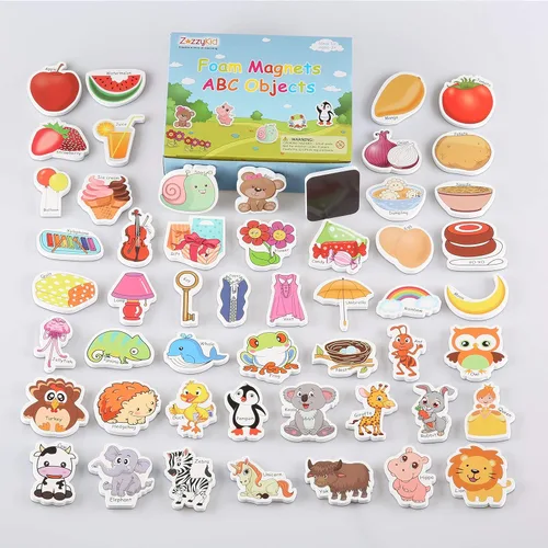 Miniatura 2 de ZazzyKid Objetos de espuma magnética para niños: 52 juguetes del alfabeto ABC para bebés de educación temprana imanes de nevera