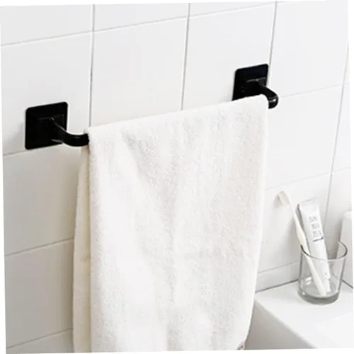 Miniatura 7 de OSALADI Toallero autoadhesivo para toallas de pared, 2 piezas, soporte para toallas de pared, bata negra, toallero de plástico, estante
