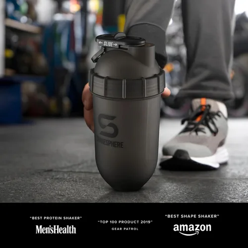 Miniatura 8 de SHAKESPHERE Botella mezcladora - Botella mezcladora de proteínas a prueba de fugas de 24 oz para antes del entrenamiento, batidos y mezclas de Negro