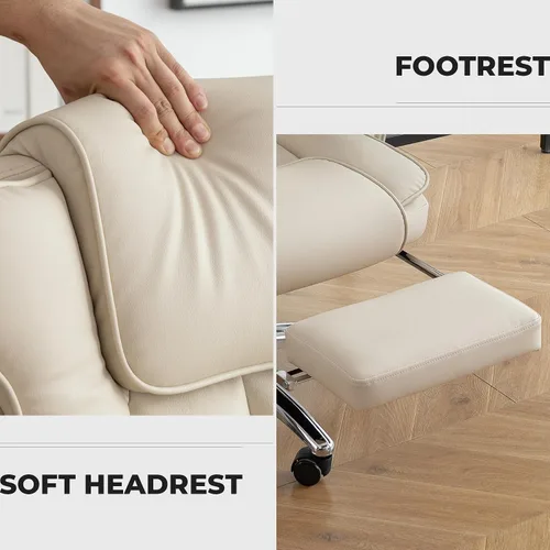 Miniatura 5 de Silla de oficina ejecutiva grande y alta, silla de escritorio giratoria de piel sintética con reposapiés, silla ergonómica de respaldo alto