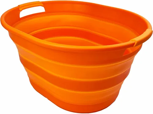 Miniatura 10 de SAMMART Cesta plegable ovalada de plástico para la lavandería, 23 litros (6 galones), contenedor de almacenamiento plegable, tina de lavado