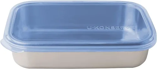 U Konserve Contenedor rectangular de acero inoxidable para almacenamiento de alimentos, tapa de silicona a prueba de fugas, apto para lavavajillas,