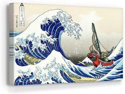 Miniatura 5 de Arte de Lienzo para Pared con Dibujos Animados Inspirado en la Gran Ola de Kanagawa Estampado de Océano Estilo Anime Japonés Decoración