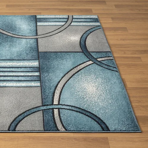 Miniatura 7 de LUXE WEAVERS Art Deco - Alfombra geométrica azul de 6 x 9 pulgadas