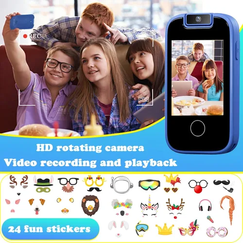 Miniatura 3 de PTHTECHUS Juguetes telefónicos para niños y niñas – Pantalla táctil para niños pequeños, reproductor de música MP3 con doble cámara, rastreador