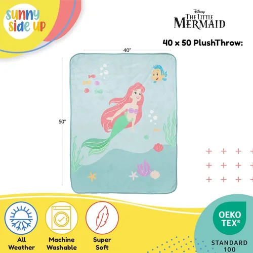 Miniatura 2 de Disney - Manta de viaje de felpa con diseño de La Sirenita, mide 40 x 50 pulgadas, accesorios de viaje de princesa súper suaves y acogedores