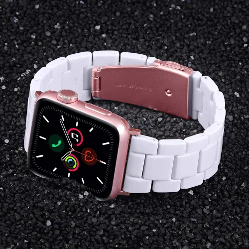 Miniatura 2 de JOYOZY Correa de resina de moda compatible con Apple Watch 9/8/7/6/5/4/3/2/1, correa iWatch con hebilla de acero inoxidable para Apple Watch
