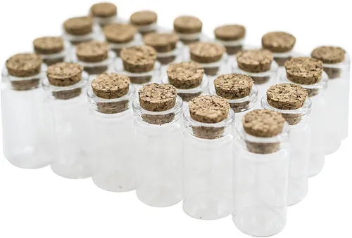 Miniatura 3 de Minitarros de vidrio transparentes, botellas con tapón de corcho para manualidades, proyectos, decoración y recuerdos de fiestas. Tamaño: 1-1/2