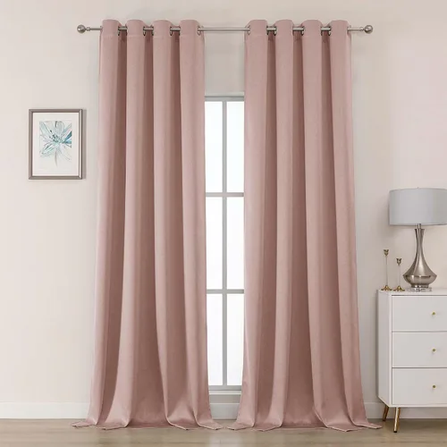 Miniatura 18 de OWENIE Cortinas 100% opacas de 96 pulgadas de largo, 2 paneles para dormitorio, sala de estar, cortinas superiores con aislamiento térmico