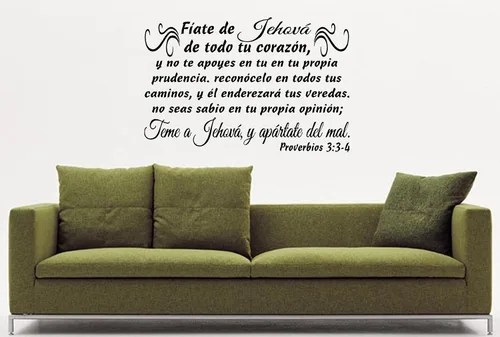 Miniatura 5 de byyoursidedecal Adhesivos de pared españoles Trust decorativo para pared Jehová, y apártate del mal Proverbios 3:3-4 Despegar y pegar Mensajes