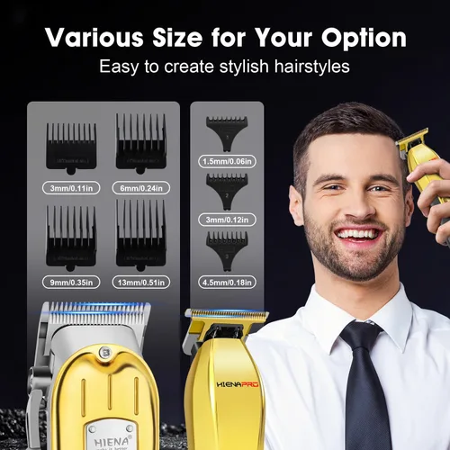 Miniatura 5 de HIENA PRO Juego de cortapelos para hombres, kit de peluquería profesional para corte de cabello, juego de cortadoras y recortadoras recargables