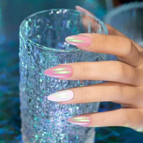 Miniatura 2 de RARJSM Aurora - Esmalte de uñas cromado, polvo de uñas camaleón, líquido metálico, efecto espejo rosa, verde, iridiscente, cromado, para esmalte
