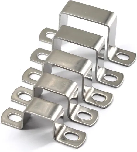 Miniatura 5 de Abrazadera de tubo cuadrada de 1.969x1.969 in de acero inoxidable 304 en forma de U de puntal de conector de soporte de tubo de hebilla de manguera