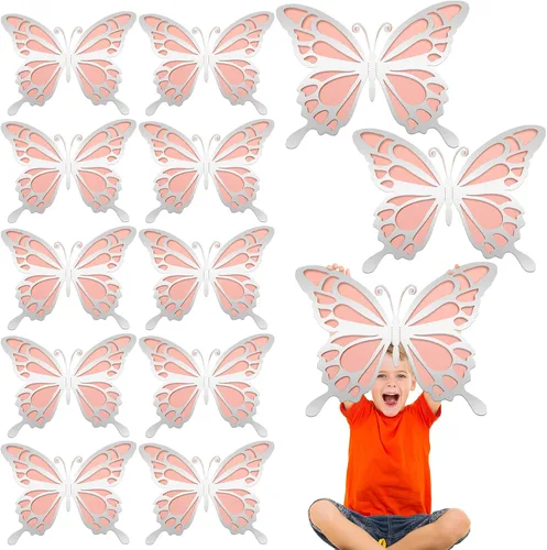 Geyee 12 piezas de decoración de fiesta de mariposa grande 3D de 12 pulgadas, 10 pulgadas, centros de mesa de mariposa grandes para mesas, baby