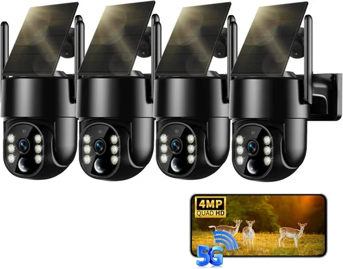 Cámaras de seguridad solares inalámbricas para exteriores, cámaras de seguridad de 2K 4MP alimentadas por batería, cámara PTZ WiFi, visión nocturna