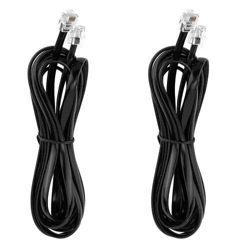 Miniatura 8 de LanSenSu Cable RJ12 RJ12 6P6C macho a macho recto con cable para uso de datos y voz, paquete de 2 unidades (negro, 3.3 pies)