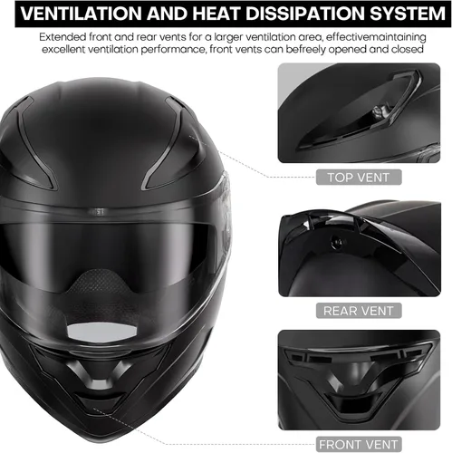 Miniatura 4 de Casco de motocicleta con Bluetooth, casco modular de motocicleta abatible con auriculares de intercomunicación Bluetooth, cascos de doble visera