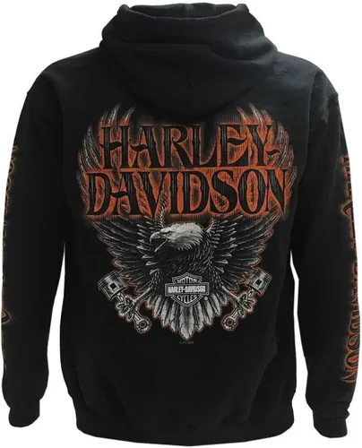 Miniatura 2 de Sudadera con capucha de manga larga para hombre Harley-Davidson Eagle Piston, Negra 30299949